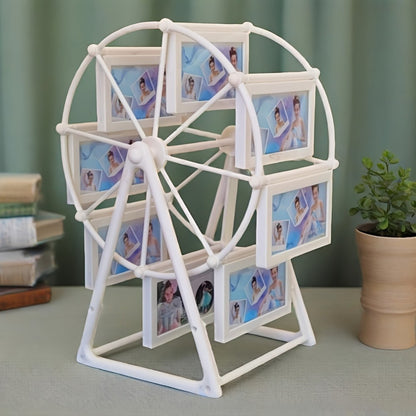 Rotating Ferris Wheel Photo Frame - Holds 8 Photos 4 inch - Vintage Spinning Picture Display Stand for Desk, Living Room & Bedroom - Unique Gift for Valentine's Day, Birthday & Christmas
