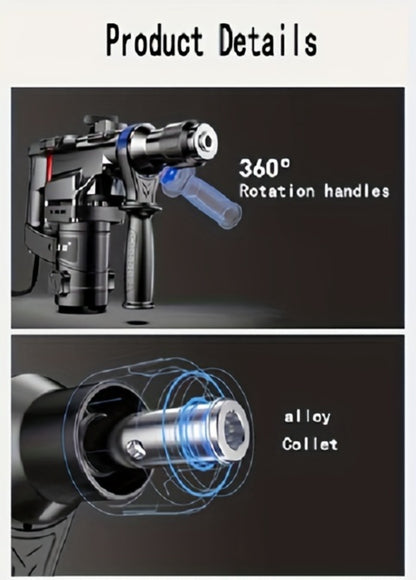 Hammer Drill 1100W 3-in-1 Multi-Function Electric Drill, Rotary Hammer & Chisel, Variable Speed, Heavy Duty for Concrete Wall Wood Metal Drilling, Includes Drill Bits, Accessories & Tool Box