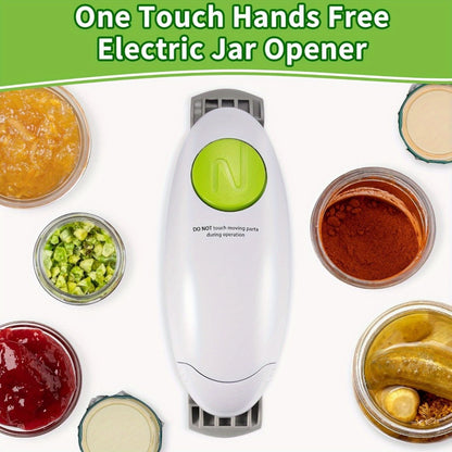 Electric Jar Opener One Touch Automatic – High Torque Battery Operated Jar Lid Opener for Seniors, Arthritis, Weak Hands, Women & Chefs | Hands-Free Kitchen Gadget Gift