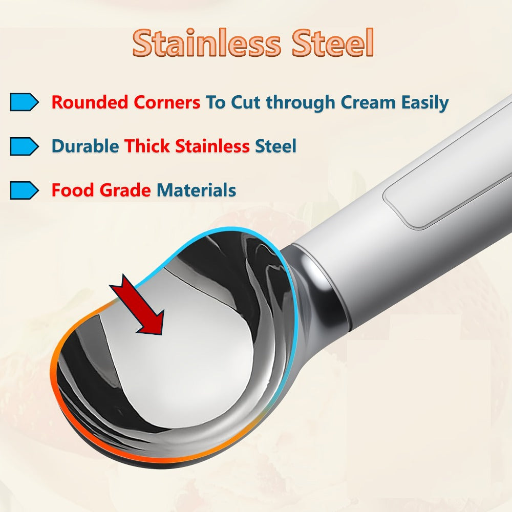 Heated Electric Ice Cream Scoop – USB-C Rechargeable with 3 Temperature Levels up to 158°F, Touch-Activated, IPX7 Waterproof, LED Display, Food Grade Stainless Steel, Ergonomic Design for Hard Ice Cream