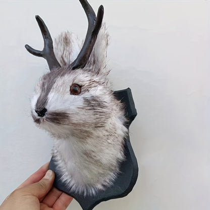Jackalope Wall Mount Faux Taxidermy Rabbit Head with Antlers - Whimsical 3D Resin Animal Wall Art for Home, Living Room & Office Decor | Retro Fauxidermy Gift for Birthday, Housewarming & Christmas