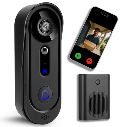 Video Doorbell Camera 1080P HD Wireless with Night Vision, Motion Detection, Two-Way Audio, Indoor Chime & Cloud Storage – 5200mAh Battery, 166° Wide Angle, 2.4GHz WiFi Smart Door Camera