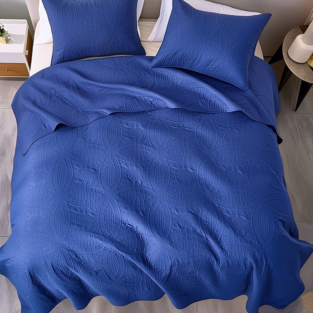 Quilt Coverlet Set 2-3 Piece Lightweight Microfiber Bedspread Coin Pattern Soft Skin-Friendly Anti-Allergy Machine Washable Twin Full Queen King