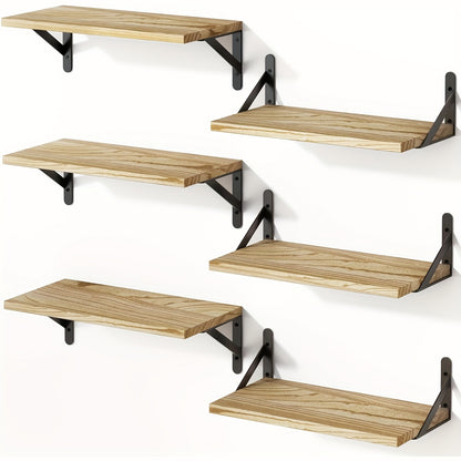 Floating Shelves for Wall – 3 or 6pcs Heavy Duty Farmhouse Wall Shelves for Bedroom, Bathroom, Living Room & Kitchen Decor – Long Ledge Shelf for Storage & Display (Multiple Colors & Sizes)