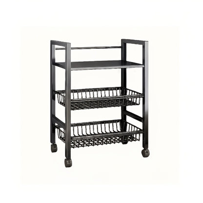 4 Tier Rolling Storage Rack with Wire Baskets Adjustable Metal Shelf on Wheels for Kitchen Pantry Bathroom Garage Closet Organizer