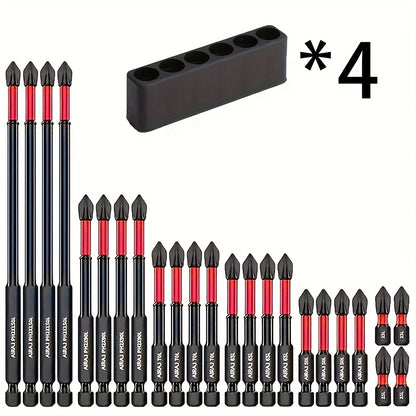 Impact Screwdriver Bits S2 Steel Anti-Slip, Magnetic Phillips Cross Drill Bit Set with Anti-Slip Teeth & High Hardness Tungsten Steel, Power Tool Bits for Home Repair, Bicycle, Furniture & DIY (2/24/60pcs)