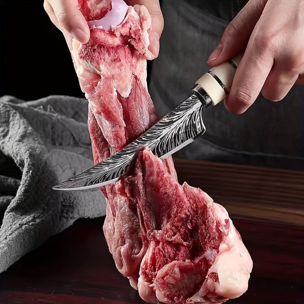 Butcher Knife Professional Bone-In Meat Cleaver Razor Sharp Blade with Patterned Design & Ergonomic Comfort Grip Handle – Heavy Duty Kitchen Chef Knife for Poultry & Meat Cutting