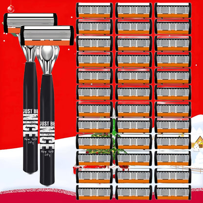 Men's Safety Razor Set with Replacement Blades - Non-Slip Handle Double Edge Razor for Shaving & Beard Grooming, Perfect Gift for Men