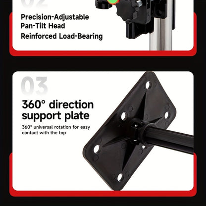 Telescoping Laser Level Pole 15.4ft / 4.7m – Adjustable Extension Rod with 1/4"-20 & 5/8"-11 Thread Mount for Rotary and Line Lasers, Professional Surveying & Construction Staff