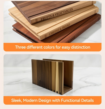 Acacia Wood Cutting Board Set 3 Piece with Stand Book Shaped Decorative Chopping Board for Vegetables Cheese Bread Meat Kitchen Gift Set