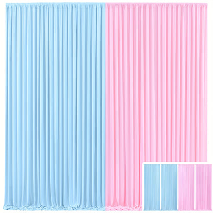 Blackout Backdrop Curtain 4 Pack 5x10 Ft - Heavyweight Nonwoven, Wrinkle-Resistant, Smooth Hanging for Wedding Birthday Baby Shower Party Photography Background Decoration