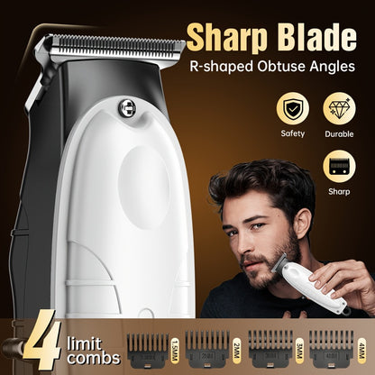 Men's Hair Clipper Set Cordless Beard Trimmer Electric Shaver Grooming Kit with LCD Display USB-C Rechargeable for Home Barber Haircut Mustache Travel Father's Day Gift