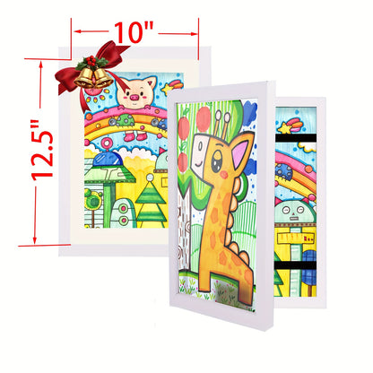 Kids Art Frame Changeable Front-Opening Display – Children Artwork Picture Frame for 8.5x11 & 10x12.5 Drawings, Paintings & School Projects, Perfect Christmas & Holiday Gift, White / Wood / Black, 2/4/8 Pack