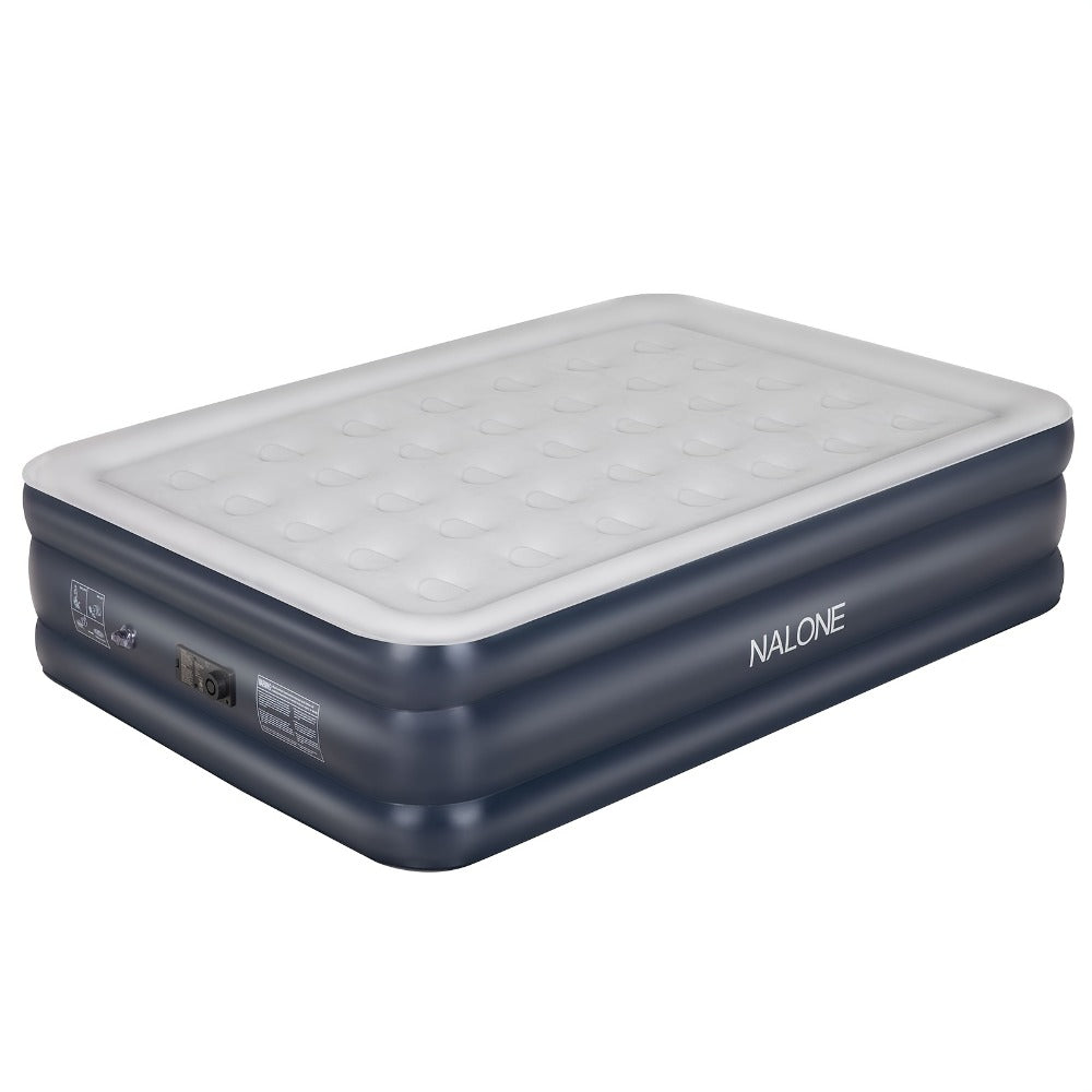 Air Mattress with Built-In Pump – 18'' Self-Inflating Portable Air Bed for Home, Camping & Travel, Twin Full Queen, Includes Carry Bag