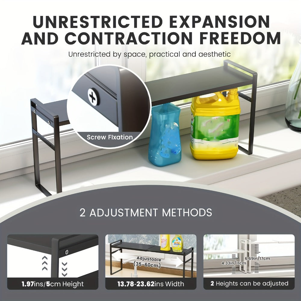 Narrow Shelf Organizer for Kitchen Bathroom Windowsill – Slim Adjustable Stackable Rack for Small Spaces, Counter Top, Window Plant Stand, Tall Thin Storage Shelving Unit