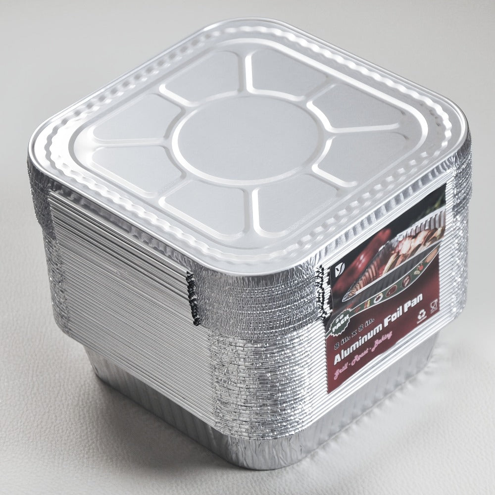 Aluminum Foil Pans 8x8 Inch 30 Pack with Lids Disposable Square Cake Pans – Baking Cooking Freezing & Meal Prep Containers, Stackable Foil Baking Pans for Brownies Lasagna
