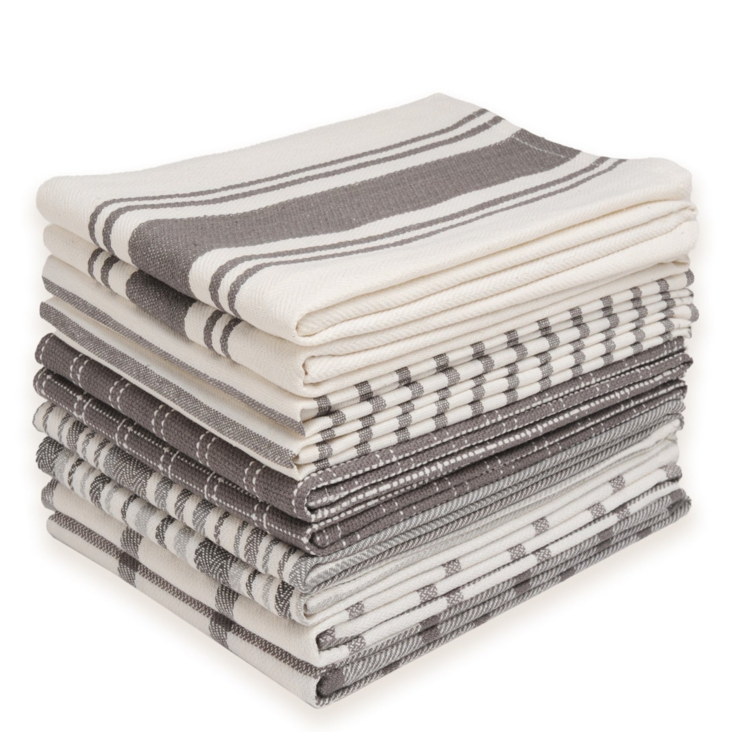 Kitchen Dish Towels 10 Pack - 100% Cotton Flat Weave, Absorbent & Reusable, Multi-Color Set for Cooking, Cleaning & Drying