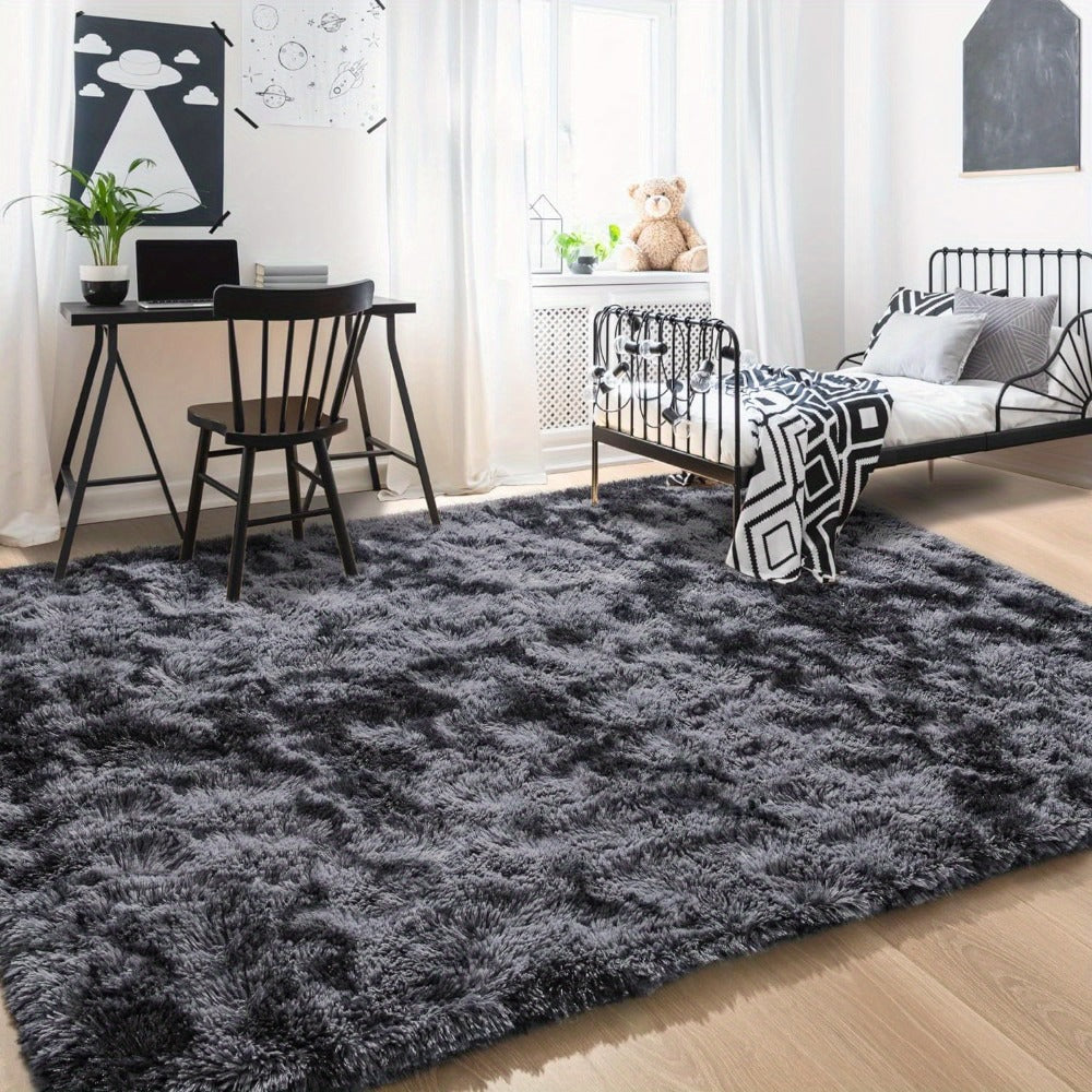 Fluffy Area Rug 6x9 - Super Soft Plush Shag Rug for Living Room & Bedroom, Non-Slip Machine Washable Floor Rug | Tie Dye Modern Home Decor Carpet, Large Fuzzy Rug for Room Decor