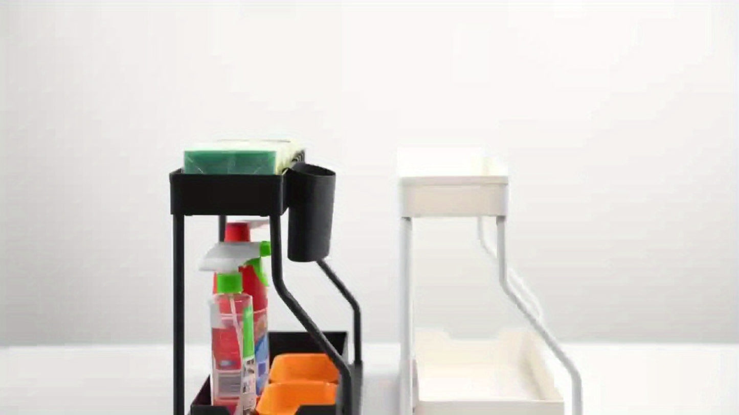 Under Sink Organizer 2pcs with Sliding Shelves – Durable Pull-Out Cabinet Storage for Bathroom Kitchen Space Saving Vertical Design