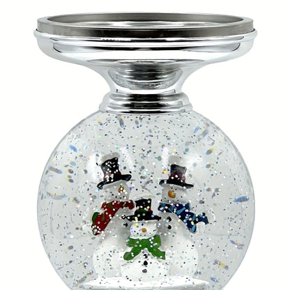 Snowman Water Globe Candle Holder Pedestal Compatible with Bath & Body Works 3-Wick Candles - Winter Christmas Centerpiece Table Decor