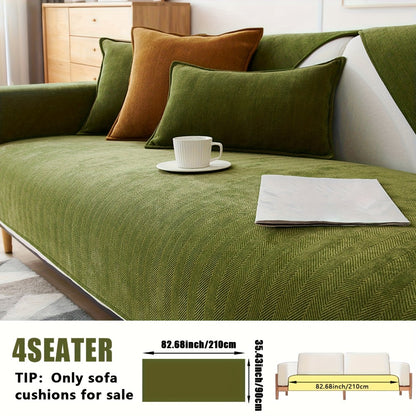 Chenille Ribbed Sofa Cover - Pet Friendly Non-Slip Machine Washable Soft Stretch Slipcover for 1-4 Seater Sectional Sofa Living Room Bedroom Office, 9 Colors