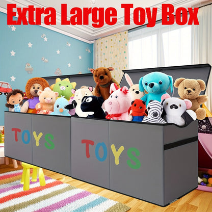 Collapsible Storage Box with Lids and Adjustable Dividers – 64 Gallon Extra Large Foldable Storage Bin Chest Organizer for Bedroom Closet Toys Clothes 54"x16"x14"