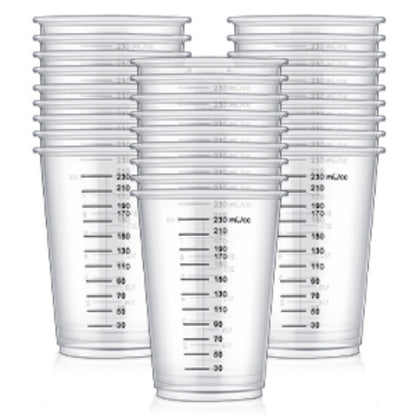 Plastic Measuring Cups with Wooden Sticks 100 Sets Clear Graduated Mixing Cups oz/ml/cc for Resin, Cooking, Baking & Epoxy – Disposable Paint Mixing Cups