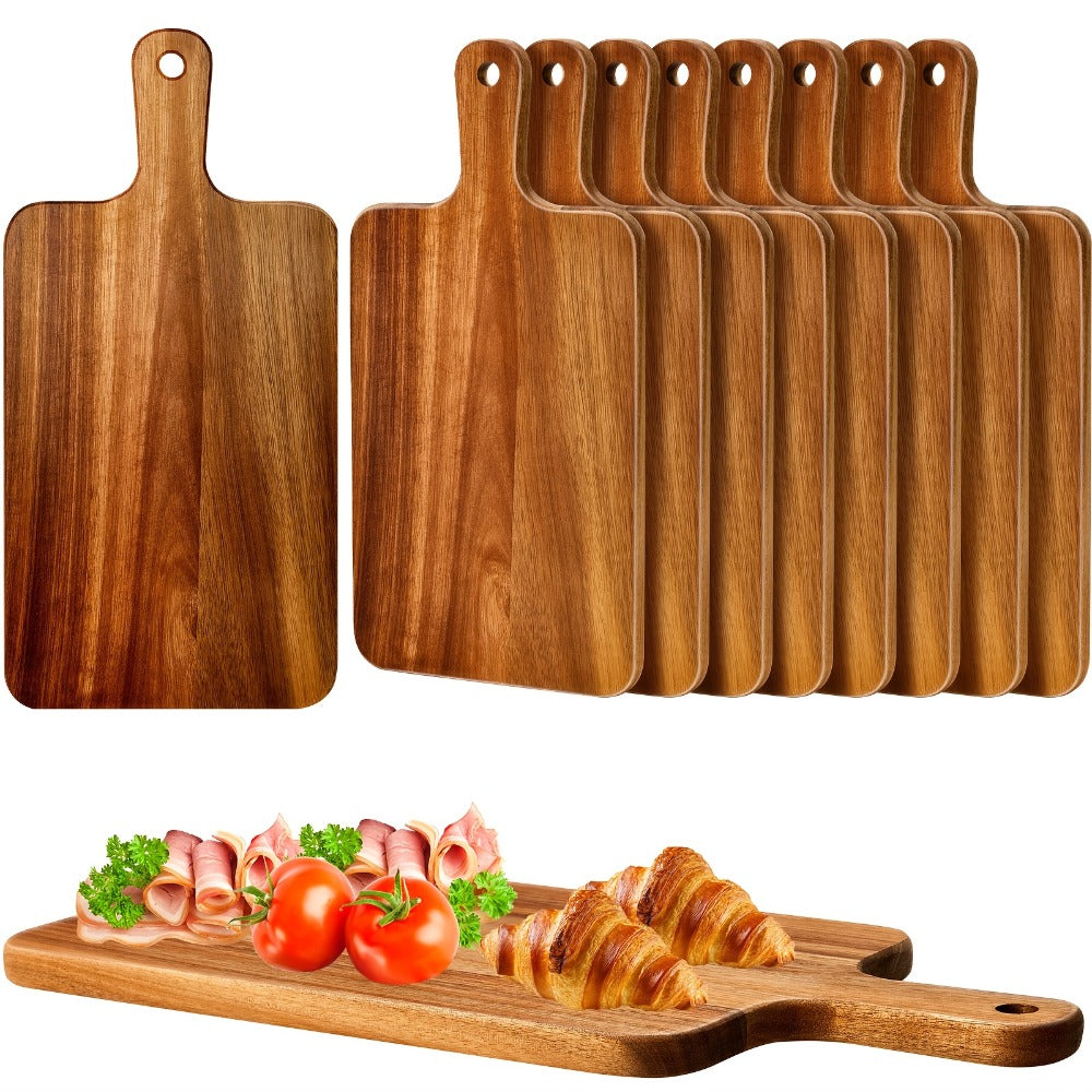 Acacia Wood Cutting Board Set with Handle – Large 15.7x7.8 Inch Kitchen Chopping Boards for Vegetables, Meat & Cheese, Dishwasher Safe, Durable Food Prep Board for Home Chefs, 5-Pack or 10-Pack