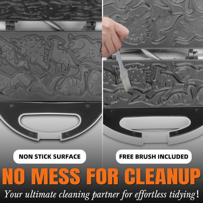 Dinosaur Waffle Maker Electric – 8 Dino Shapes Non-Stick Pancake Maker for Kids | Also Available in Car & Monster Designs