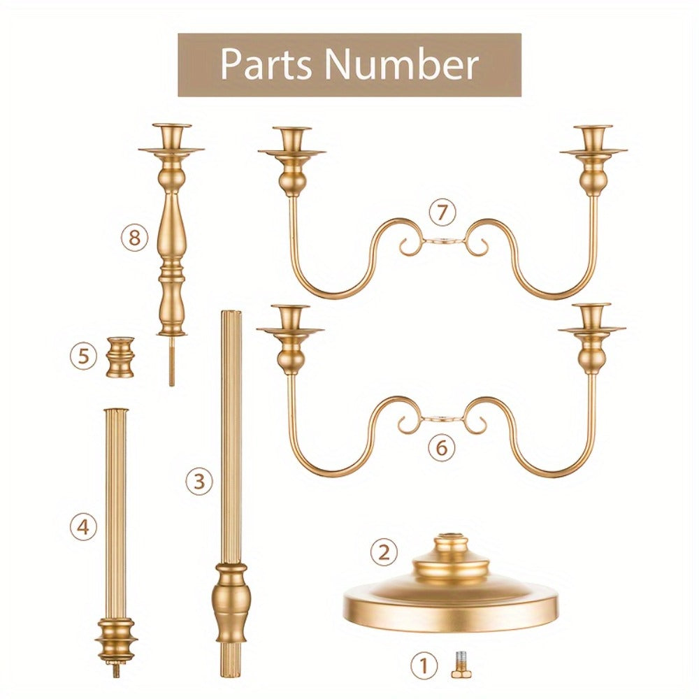 Floor Candle Holder 48.7-Inch Tall, Cone Candle & Floral Centerpiece Stand — Metal Bracket for Wedding, Party, Event, Living Room, Halloween & Christmas Decoration | Gold