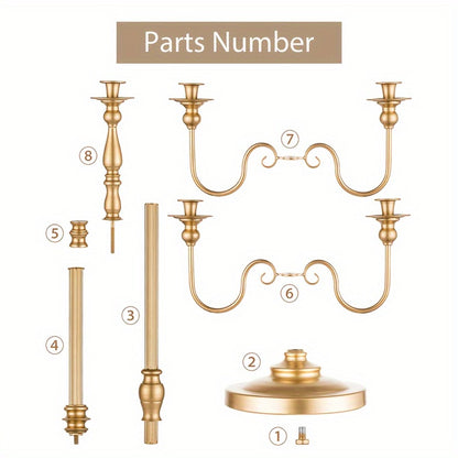 Floor Candle Holder 48.7-Inch Tall, Cone Candle & Floral Centerpiece Stand — Metal Bracket for Wedding, Party, Event, Living Room, Halloween & Christmas Decoration | Gold