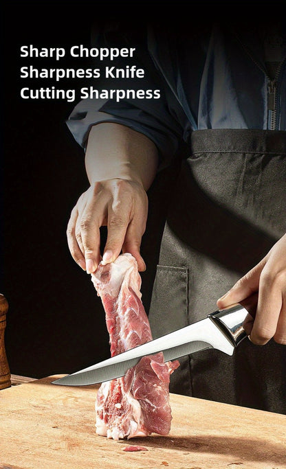 Kitchen Knife Set 3-Piece Hand Forged Stainless Steel Chef Knives with Boning Fillet & Carving Blades – Professional Butcher Set for Meat Cutting BBQ Father's Day Gift