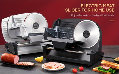 Electric Meat Slicer 200W Deli Food Slicer with Two 7.5" Removable Stainless Steel Blades 0-15mm Thickness Control Cut Meat Ham Bread Cheese Fruit for Home Use