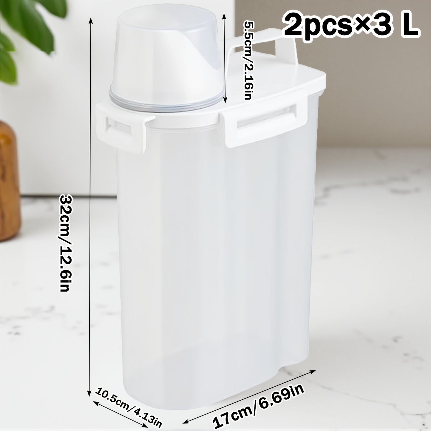 Airtight Food Storage Containers 2/4/6 Pack - BPA-Free 2.5L & 3L Plastic Pantry Bins with Lids, Measuring Cup, Leakproof Seal for Nuts, Flour, Rice, Kitchen Organizer