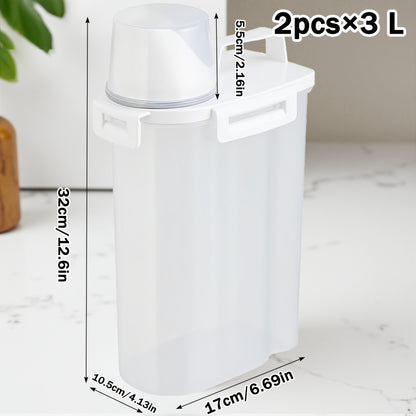 Airtight Food Storage Containers 2/4/6 Pack - BPA-Free 2.5L & 3L Plastic Pantry Bins with Lids, Measuring Cup, Leakproof Seal for Nuts, Flour, Rice, Kitchen Organizer