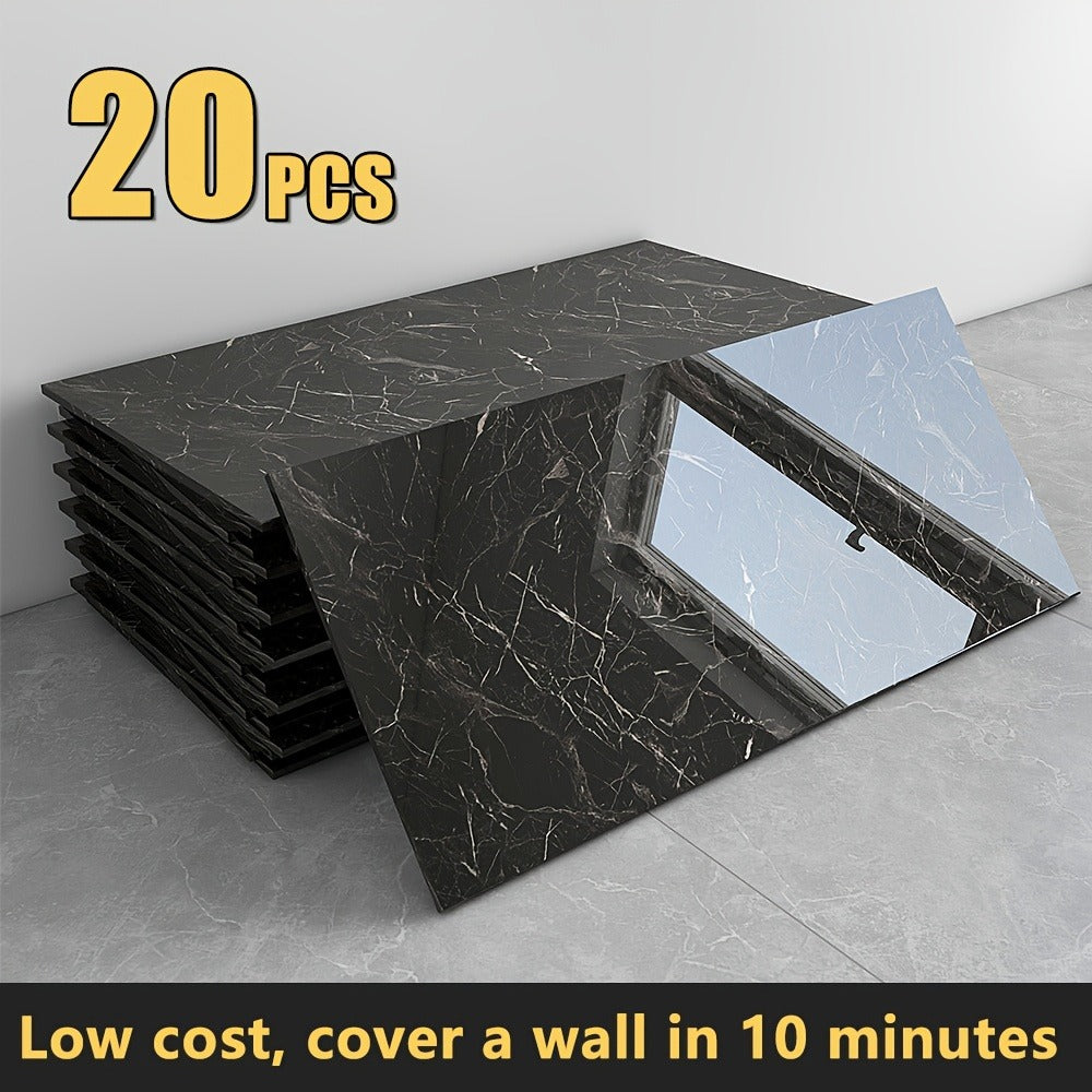 Peel and Stick Wall Panels Marble Pattern Self-Adhesive PVC Wall Tiles Waterproof Backsplash Stickers for Kitchen Bathroom Living Room Home Decor 20/40Pcs
