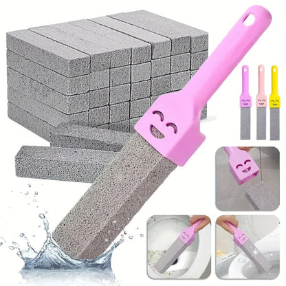Pumice Stone Toilet Brush Set with Ergonomic Handle | Heavy-Duty Limescale Rust & Stain Remover | Non-Scratch Cleaning Tool for Bathroom Toilet Bathtub Sink Tile & Glass | 6-Piece Multi-Color Set