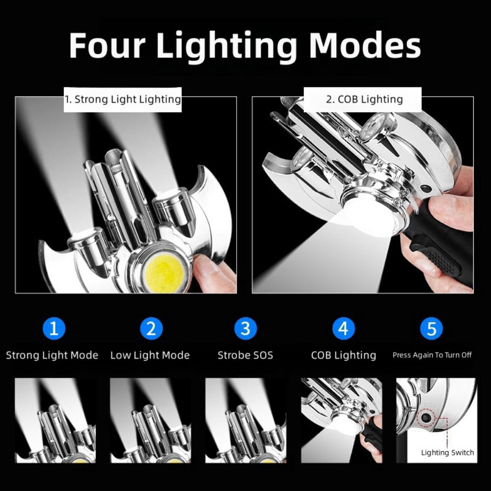 Torch Lighter Metal Jet Flame, Large Windproof Butane Torch with COB Light, High-Power Refillable Flamethrower for Barbecue, Baking, Camping, Moxibustion & Outdoor Use – Black & Silver (Butane Not Included)