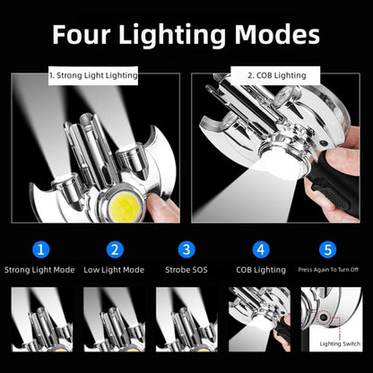 Torch Lighter Metal Jet Flame, Large Windproof Butane Torch with COB Light, High-Power Refillable Flamethrower for Barbecue, Baking, Camping, Moxibustion & Outdoor Use – Black & Silver (Butane Not Included)