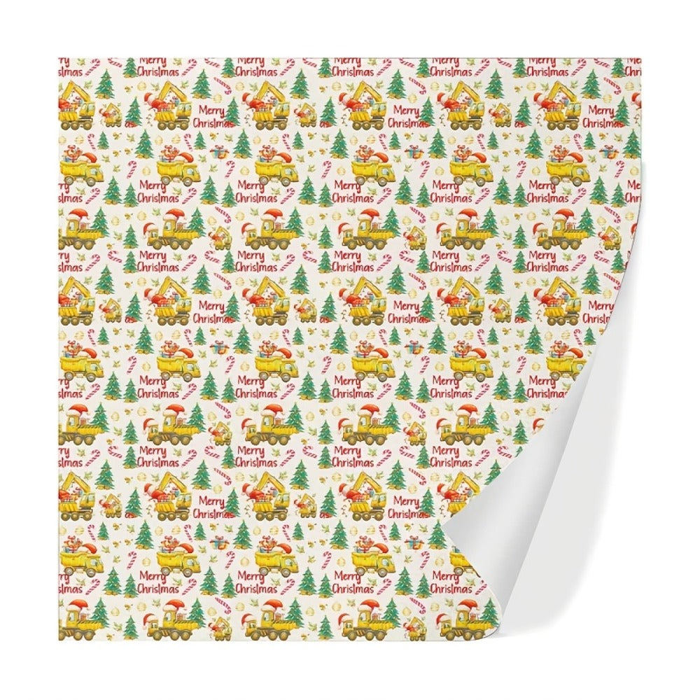Christmas Wrapping Paper Construction Vehicles - Dump Trucks Excavators Tractors Gift Wrap for Boys Girls, 58"x23" Roll (28.5 Sq Ft)