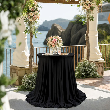 Spandex Cocktail Table Cover Round Stretch Tablecloth for Party Wedding Banquet – Elastic High Top Table Cloth Fitted Cover for Events, Birthdays, Hotels, Outdoor Picnic, Exhibition