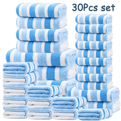 Bath Towel Set 30 Piece Coral Fleece Super Soft Quick Dry Fast Absorption Lightweight Large Wide Towels for Home Hotel Spa Gym Camping Christmas Gift Red Gray Green Navy Blue Purple Brown
