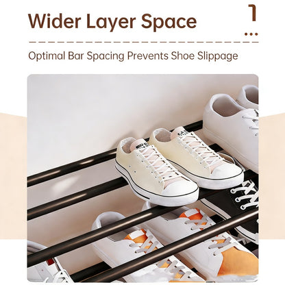 5 Layer Shoe Rack Space Saving Narrow Design | Floor to Ceiling Shoe Storage Organizer | Durable Entryway Closet Living Room Door Shoe Shelf in White