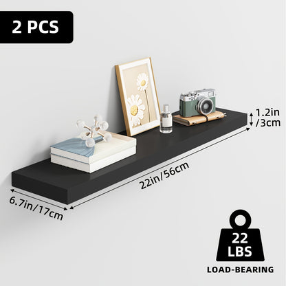 Floating Wall Shelves Set – Wooden Wall-Mounted Shelves for Living Room, Kitchen & Bathroom (2/4/6pcs, 15.7"/19.7"/22")