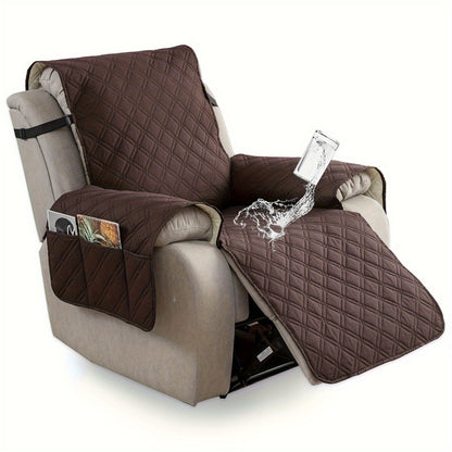 Recliner Chair Cover Waterproof Dual-Layer with Side Pockets Non-Slip Scratch Resistant Machine Washable Pet Protection 11 Colors