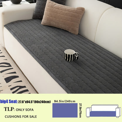Plush Sofa Cover Bohemian Style Thickened Short Plush Non-Slip Machine Washable Pet Friendly Sofa Slipcover for Living Room Bedroom Office - Armrest Pad to 4 Seater