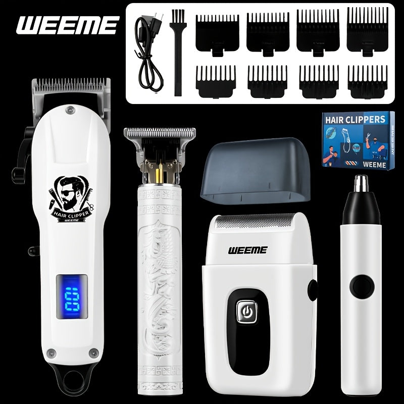 Men's Grooming Gift Box Set – Dragon & Phoenix Design, 2/4pcs Kit with Shaver, Hair Clipper, Nose Hair Remover & T9 Detail Trimmer for Shaving, Hair Cutting & Nose Hair Removal