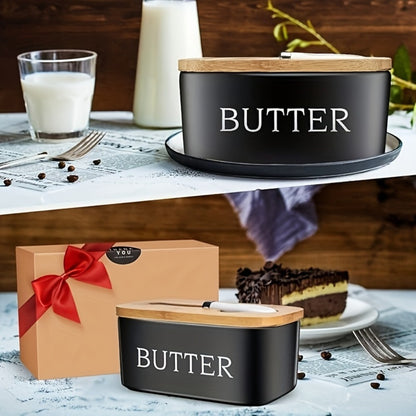 Ceramic Butter Dish with Lid and Knife – Large Countertop Butter Keeper, Airtight Seal, Easy-Clean Design, Multiple Colors – Kitchen Gift for Butter Lovers