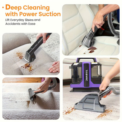 Portable Carpet Cleaner Deep Cleaning Machine with Dual Brushes Powerful Spray for Upholstery Stairs Car Seats Tough Stain Removal