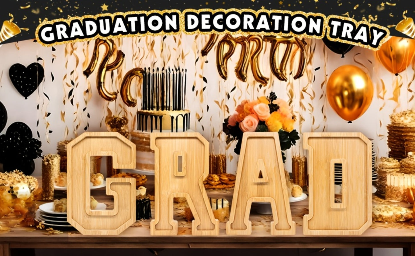 Graduation Charcuterie Board Decorations 4pcs Wooden Number Box with 14 Balloons – 2026 GRAD Fillable Party Supplies